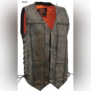 MilwaukeeLeather Men's Roulette Distressed Brown 10 Pocket Motorcycle Vest